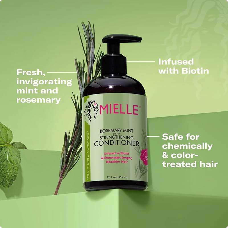 Mielle Organics Rosemary Mint Strengthening Hair Conditioner for Women & Men - Biotin Infused Detangling & Hydrating Conditioner to Increase Manageability & Support Longer, Healthier Strands, 12 oz - Image 6