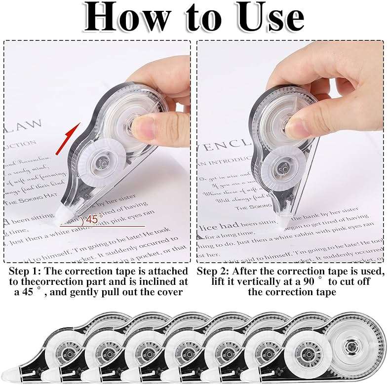BESARME 12 Pack Correction Tape, 39 Feet Each Roller Correction Tape Pen for Students Office Supplies, 1/5 X 472 Inches - Image 4