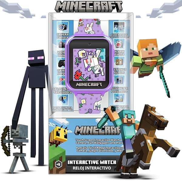 Minecraft Kids Smartwatch with 10 Watch Faces, Selfie and Video Camera, Step Counter, Voice Recorder, Fun Games, Timer, Stopwatch, Alarm, Calculator, and Wallpapers – Fits Wrists 5.5"-8.0" - Image 1