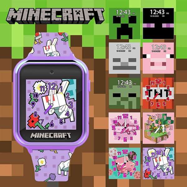 Minecraft Kids Smartwatch with 10 Watch Faces, Selfie and Video Camera, Step Counter, Voice Recorder, Fun Games, Timer, Stopwatch, Alarm, Calculator, and Wallpapers – Fits Wrists 5.5"-8.0" - Image 4