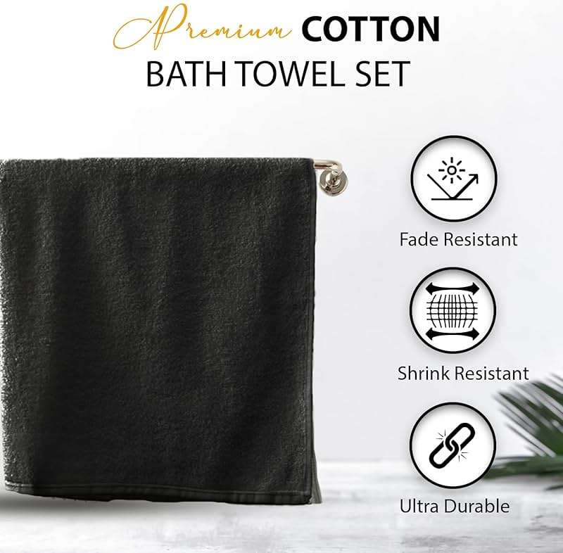 KAHAF COLLECTION 100% Cotton Bath Towels, 24x48 Pack of 6 Towels, Quick Dry, Highly Absorbent, Soft Feel Towel, Gym, Spa, Bathroom, Shower, Pool, Luxury Soft Towels (Grey, 24x48-6 Pack) - Image 4