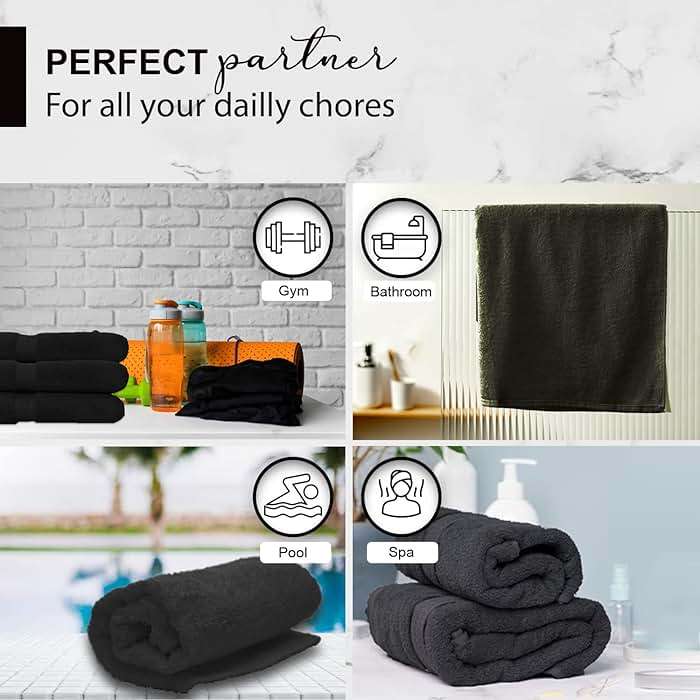 KAHAF COLLECTION 100% Cotton Bath Towels, 24x48 Pack of 6 Towels, Quick Dry, Highly Absorbent, Soft Feel Towel, Gym, Spa, Bathroom, Shower, Pool, Luxury Soft Towels (Grey, 24x48-6 Pack) - Image 5