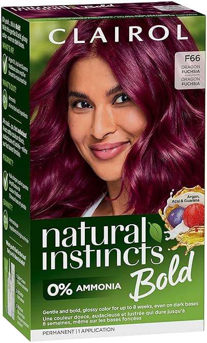 Clairol Natural Instincts Bold Permanent Hair Dye, F66 Dragon Fuchsia Hair Color | Ammonia-Free with Argan Oil | Gentle, Bold Glossy Color for Up to 8 Weeks, Even on Dark Bases | Pack of 1 - Image 1