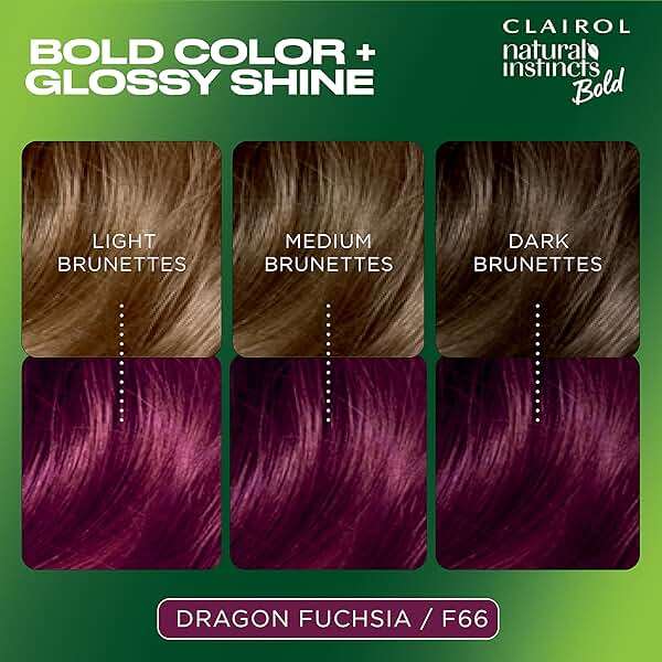 Clairol Natural Instincts Bold Permanent Hair Dye, F66 Dragon Fuchsia Hair Color | Ammonia-Free with Argan Oil | Gentle, Bold Glossy Color for Up to 8 Weeks, Even on Dark Bases | Pack of 1 - Image 3