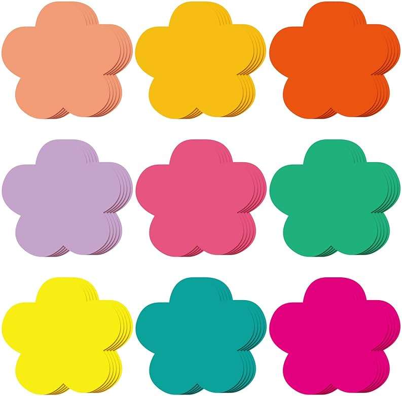 Geyee 108 Pcs Colorful 3.5 Inch Flower Cutouts Paper Spring Summer Bulletin Board Decorations Flowers Die Cut for Crafts DIY Teachers School Office Chalkboard Wall Decor - Image 1