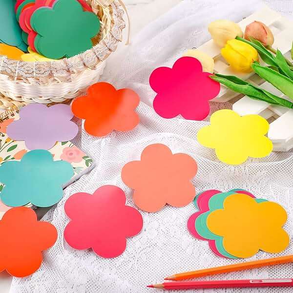 Geyee 108 Pcs Colorful 3.5 Inch Flower Cutouts Paper Spring Summer Bulletin Board Decorations Flowers Die Cut for Crafts DIY Teachers School Office Chalkboard Wall Decor - Image 2