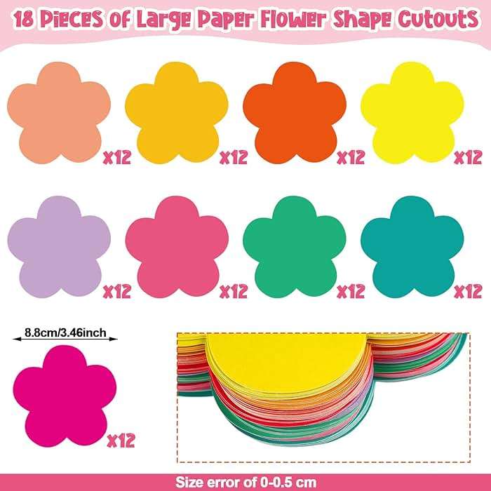 Geyee 108 Pcs Colorful 3.5 Inch Flower Cutouts Paper Spring Summer Bulletin Board Decorations Flowers Die Cut for Crafts DIY Teachers School Office Chalkboard Wall Decor - Image 3
