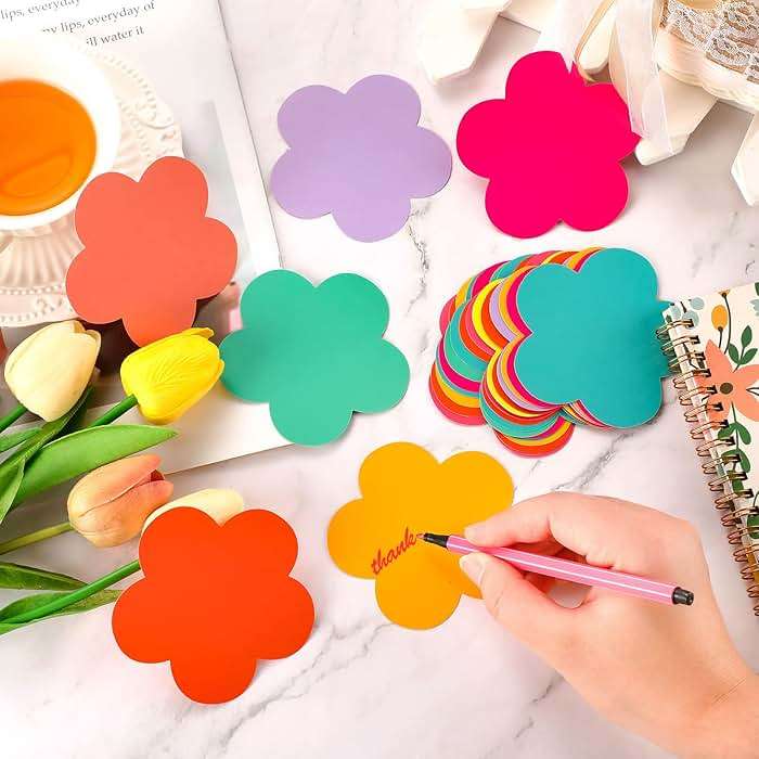 Geyee 108 Pcs Colorful 3.5 Inch Flower Cutouts Paper Spring Summer Bulletin Board Decorations Flowers Die Cut for Crafts DIY Teachers School Office Chalkboard Wall Decor - Image 4