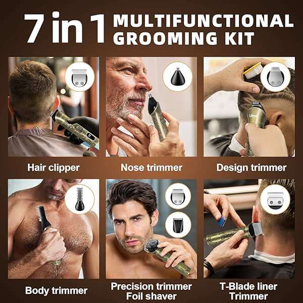 Ufree Beard Trimmer for Men, Electric Razor Shaver, Cordless Hair Clipper Shaving Kit for Mustache Body Nose Ear Hair Facial, Adjustable Beard Grooming Kit Father Birthday Gifts for Men Husband Dad - Image 3