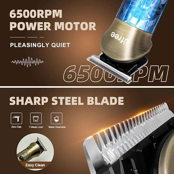 Ufree Beard Trimmer for Men, Electric Razor Shaver, Cordless Hair Clipper Shaving Kit for Mustache Body Nose Ear Hair Facial, Adjustable Beard Grooming Kit Father Birthday Gifts for Men Husband Dad - Image 4