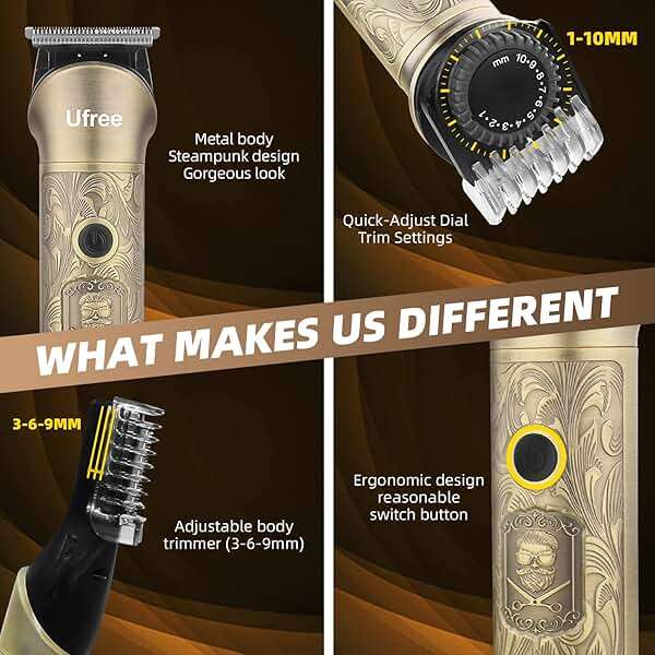 Ufree Beard Trimmer for Men, Electric Razor Shaver, Cordless Hair Clipper Shaving Kit for Mustache Body Nose Ear Hair Facial, Adjustable Beard Grooming Kit Father Birthday Gifts for Men Husband Dad - Image 5