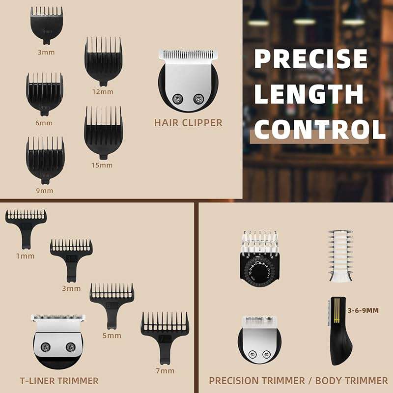 Ufree Beard Trimmer for Men, Electric Razor Shaver, Cordless Hair Clipper Shaving Kit for Mustache Body Nose Ear Hair Facial, Adjustable Beard Grooming Kit Father Birthday Gifts for Men Husband Dad - Image 7