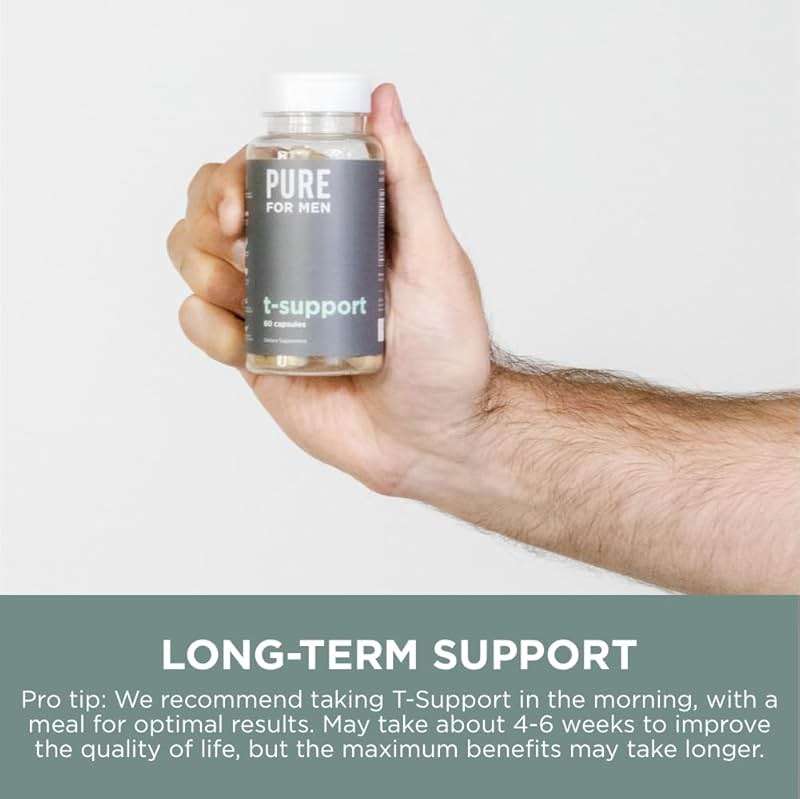 Pure for Men T-Support Supplement | Vegetarian Total Support for Men with Maca, Vitamin D, & Ashwagandha, Muscle Health | Endurance, Strength, Focus, & Energy Support | 60 Capsules - Image 9