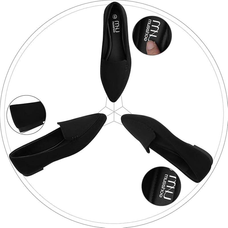 MUSSHOE Pointed Toe Flats for Women, Comfortable Business Casual Work Shoes, Slip On Loafers with Arch Support, Office Walking Flats for All Day Standing - Image 4