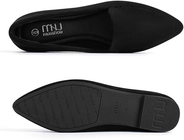 MUSSHOE Pointed Toe Flats for Women, Comfortable Business Casual Work Shoes, Slip On Loafers with Arch Support, Office Walking Flats for All Day Standing - Image 5