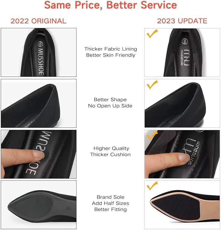MUSSHOE Pointed Toe Flats for Women, Comfortable Business Casual Work Shoes, Slip On Loafers with Arch Support, Office Walking Flats for All Day Standing - Image 7