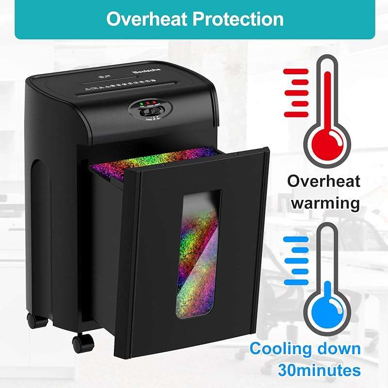 Woolsche Paper Shredder, 16-Sheet Cross Cut with 4.76-Gallon Pull Out Basket, P-4 Security Level, 3-Mode Design Shred Paper and CD/Credit Card, Durable&Fast with Jam Proof System Shredder for Office - Image 5