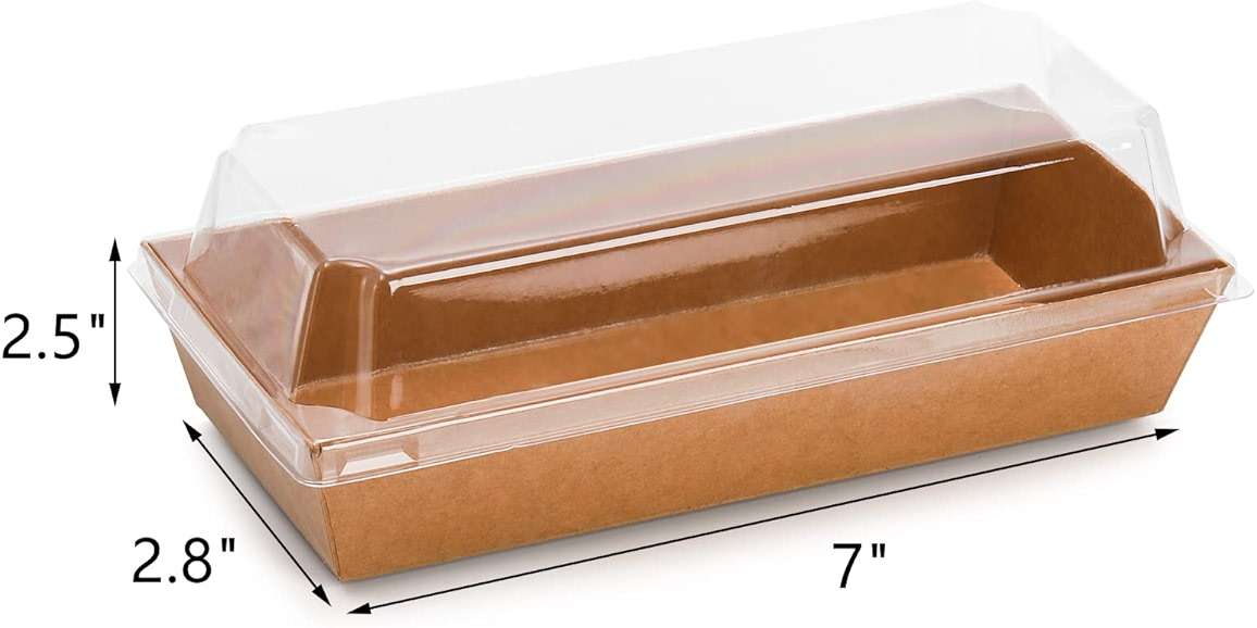 Dicunoy 100 Pack Disposable Sandwich Containers with Clear Lids, Paper Sushi To Go Containers, Rectangle Swiss Roll Cake Boxes for Craft Dessert, Waffle, Cookie, Breads, Pastry, Food Truck Business - Image 2