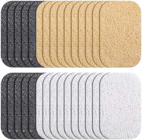 30 Pcs Soap Saver Pads Bar Soap Savers Draining Lift Pad Dish Holder Bar Accessories Draining Mat for Shower Kitchen Bathroom Cleaning Supplies(Gray, Beige, Cream White) - Image 1