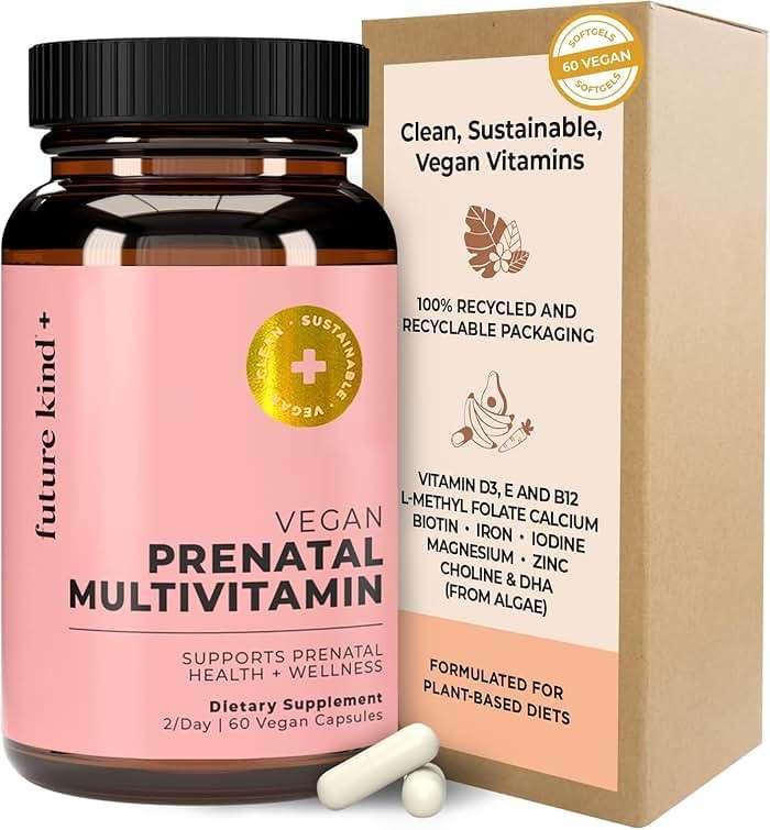 Future Kind Prenatal Vitamin - Pregnancy, Lactation, and Wellness Support with DHA & L-Methylfolate - Folate Supplement for Women with Vitamin D, E, Iron, Omega-3 and Biotin (60 Capsules) - Image 1