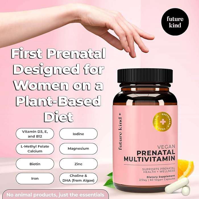 Future Kind Prenatal Vitamin - Pregnancy, Lactation, and Wellness Support with DHA & L-Methylfolate - Folate Supplement for Women with Vitamin D, E, Iron, Omega-3 and Biotin (60 Capsules) - Image 2