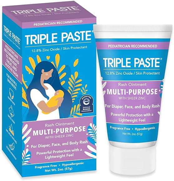 Triple Paste Multi-Purpose Baby Healing Ointment, 2 oz Tube, Baby Diaper Rash Cream and Skin Protectant for Hands, Face & Bottom Treats, Soothes and Prevents with Zinc Oxide (Packaging May Vary) - Image 1