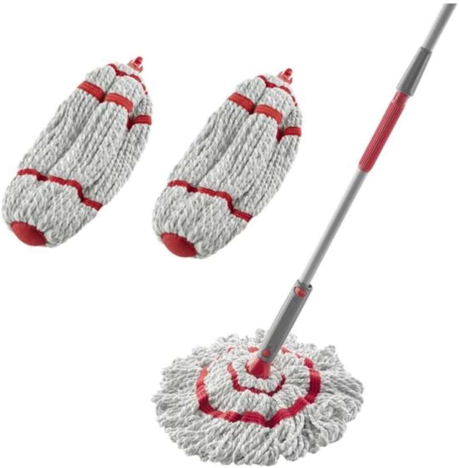 Rubbermaid Microfiber Twist Mop Kit with 2 Refills Kit Machine Washable Built-in Wringer Lightweight Safe for All Floor Types Deep Cleaning for Home/Bathroom/Garage/Office - Image 1