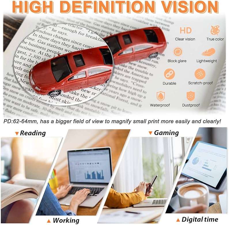 MARE AZZURO Oversized Reading Glasses Women Large Square Readers 1.0 1.25 1.5 1.75 2.0 2.25 2.5 2.75 3.0 3.5 4.0 5.0 6.0 - Image 3