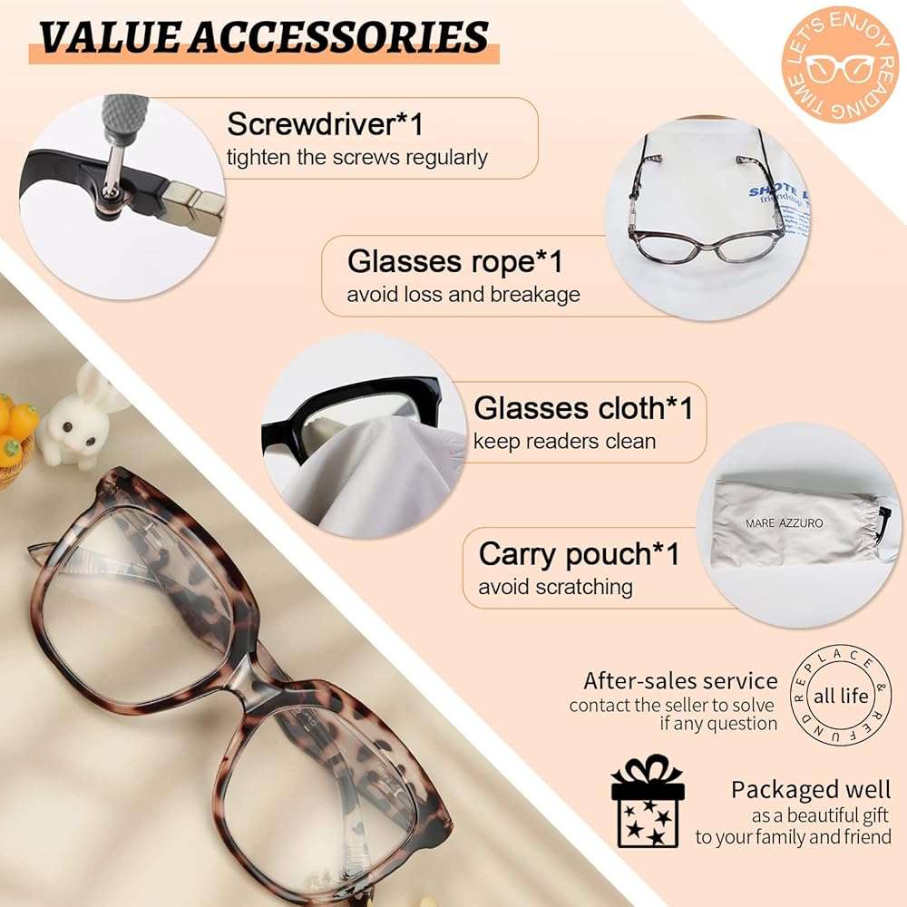 MARE AZZURO Oversized Reading Glasses Women Large Square Readers 1.0 1.25 1.5 1.75 2.0 2.25 2.5 2.75 3.0 3.5 4.0 5.0 6.0 - Image 6