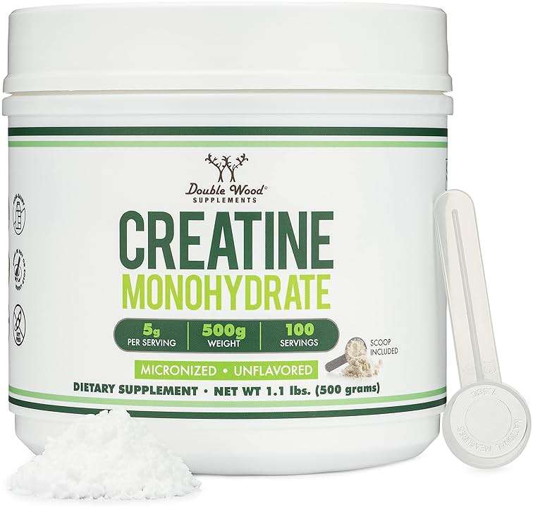 Creatine Monohydrate Powder 1.1lbs (100 Servings of 5 Grams Each) - No Fillers, Vegan Safe, Non-GMO, Gluten Free by Double Wood - Image 1