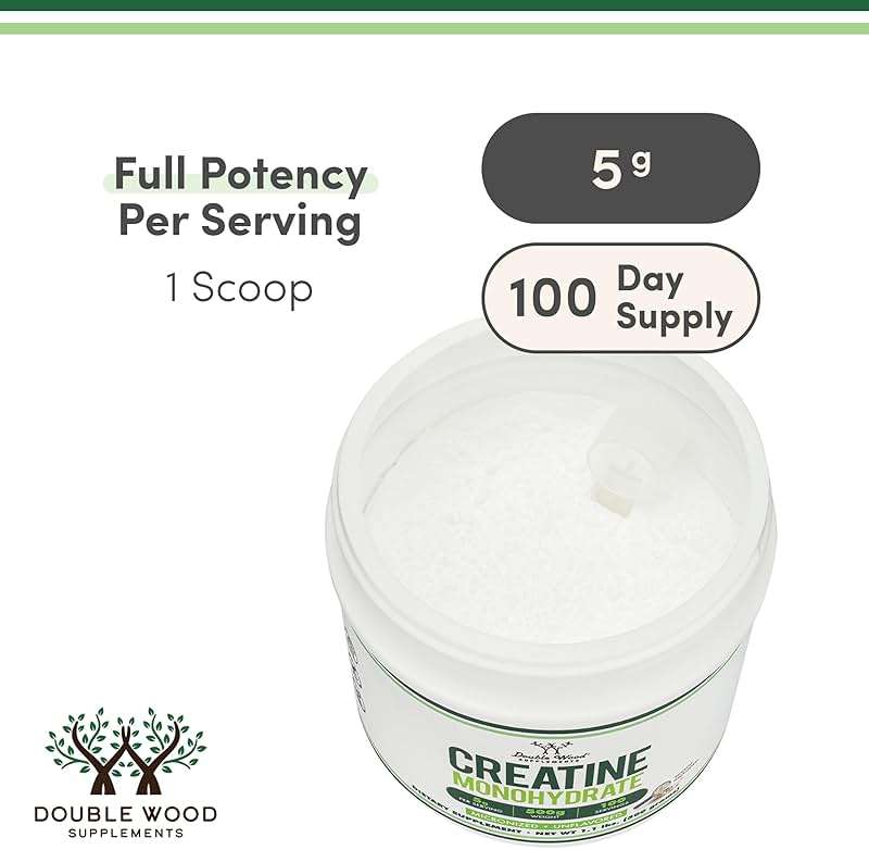 Creatine Monohydrate Powder 1.1lbs (100 Servings of 5 Grams Each) - No Fillers, Vegan Safe, Non-GMO, Gluten Free by Double Wood - Image 3