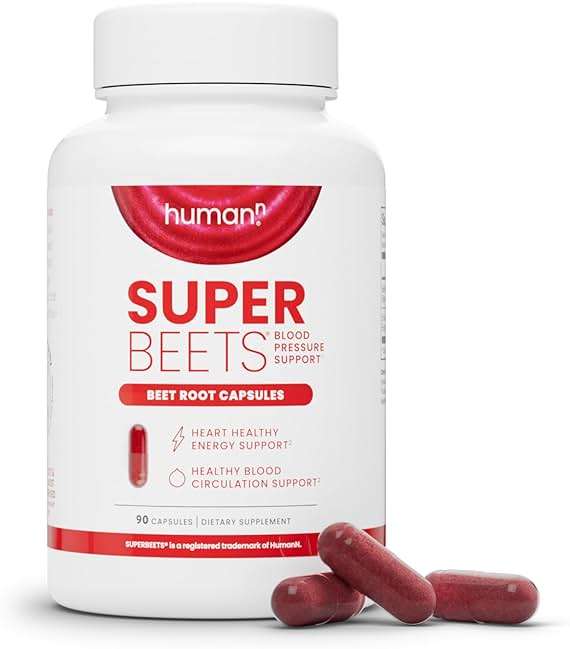 Humann SuperBeets Beet Root Capsules Quick Release 1000mg, Helps Support Nitric Oxide Production, Blood Pressure Support, Heart Health, Contains Non-GMO Beetroot Powder, Studied Antioxidants, 90 Count - Image 1