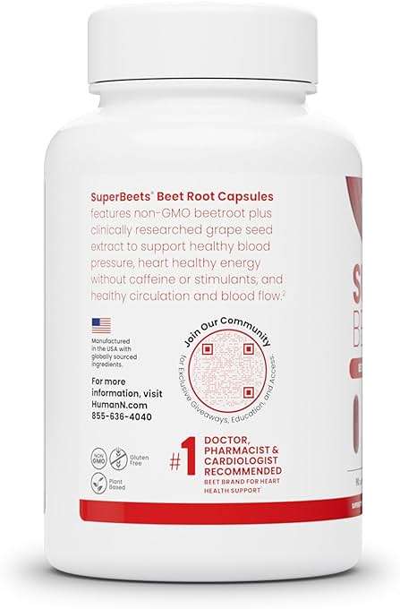 Humann SuperBeets Beet Root Capsules Quick Release 1000mg, Helps Support Nitric Oxide Production, Blood Pressure Support, Heart Health, Contains Non-GMO Beetroot Powder, Studied Antioxidants, 90 Count - Image 9