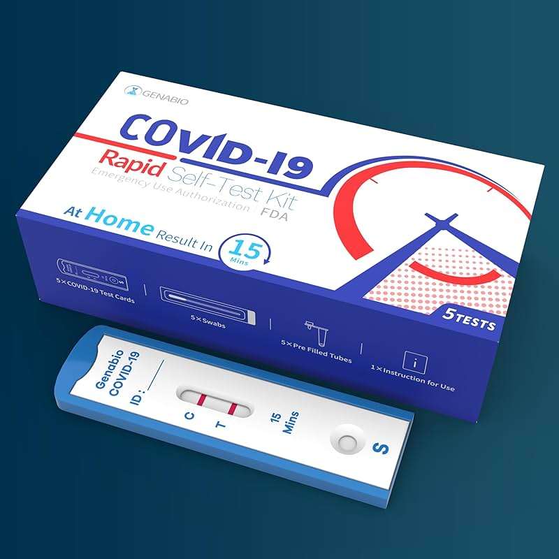 Genabio COVID-19 Antigen Rapid Self-Test Kit (5 Pack) – FDA EUA Authorized | 15 Min At-Home Results | OTC Nasal Swab | Easy Self-Test | (1 Pack, 5 Tests) - Image 2