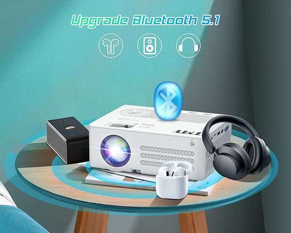 TMY Projector with WiFi and Bluetooth【80" screen included】Native 1080P Outdoor Projector, 4K Supported Portable Projector, Compatible with iOS/Android/PC/TV Stick/HDMI/USB, Indoor Outdoor Use - Image 5