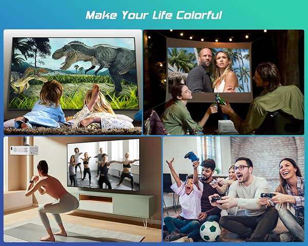 TMY Projector with WiFi and Bluetooth【80" screen included】Native 1080P Outdoor Projector, 4K Supported Portable Projector, Compatible with iOS/Android/PC/TV Stick/HDMI/USB, Indoor Outdoor Use - Image 8