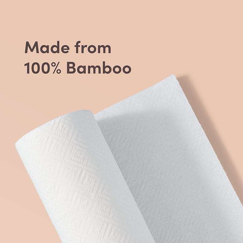 Amazon Aware Bamboo Paper Towels, 6 Rolls, 2 ply, FSC Certified, 150 Sheets, 900 Count, Plastic-Free, Multicolor - Image 2