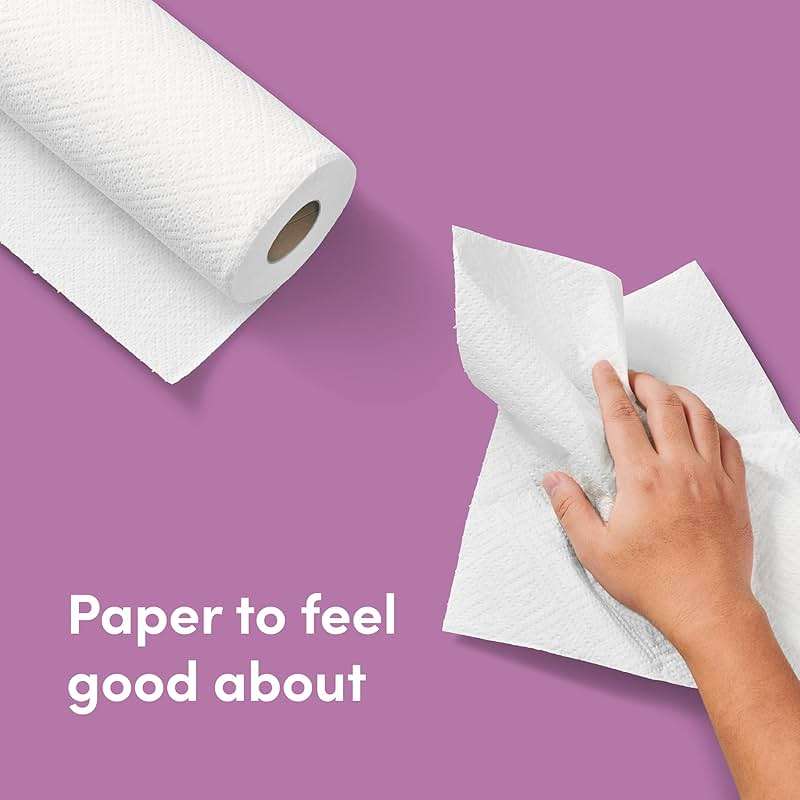 Amazon Aware Bamboo Paper Towels, 6 Rolls, 2 ply, FSC Certified, 150 Sheets, 900 Count, Plastic-Free, Multicolor - Image 5