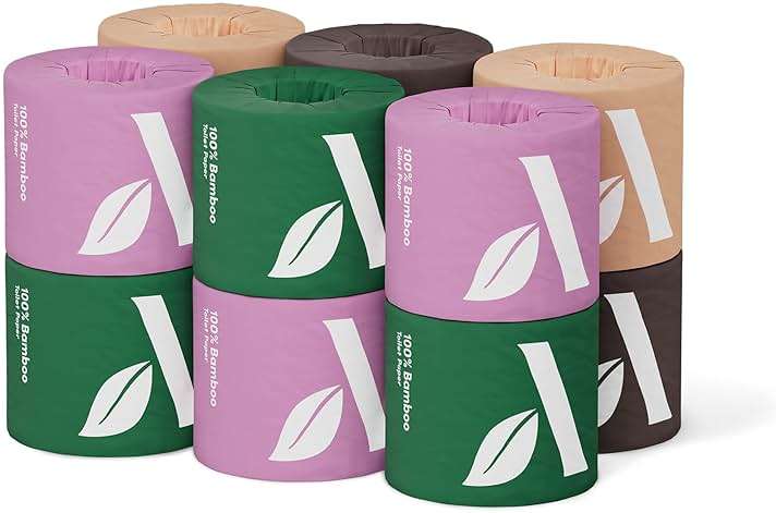 Amazon Aware 3-ply Bamboo Toilet Paper, Unscented, 12 Rolls, 350 Sheets per roll, Total 4200 Sheets, Plastic-Free - Image 1