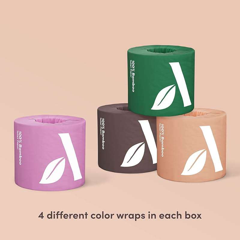 Amazon Aware 3-ply Bamboo Toilet Paper, Unscented, 12 Rolls, 350 Sheets per roll, Total 4200 Sheets, Plastic-Free - Image 4
