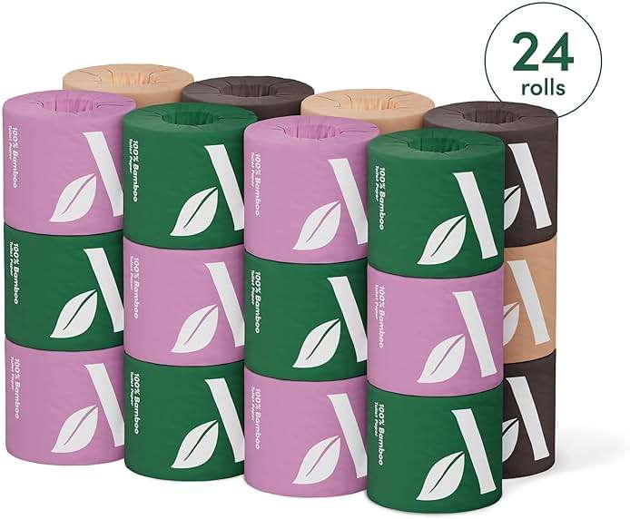 Amazon Aware Bamboo 3-Ply Toilet Paper, Unscented, 24 Rolls, FSC Certified, 350 Sheets, 8400 Count, Pack of 24, Plastic-Free - Image 6