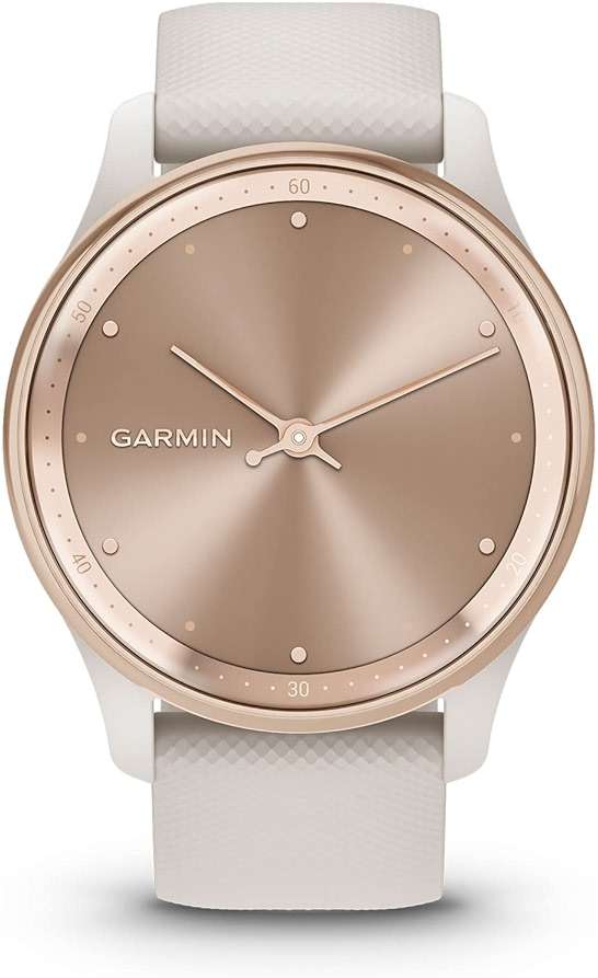 Garmin vívomove Trend, Stylish Hybrid Smartwatch, Long-Lasting Battery Life, Dynamic Watch Hands and Touchscreen Display, Peach Gold Stainless Steel Bezel with Ivory Case and Silicone Band - Image 4