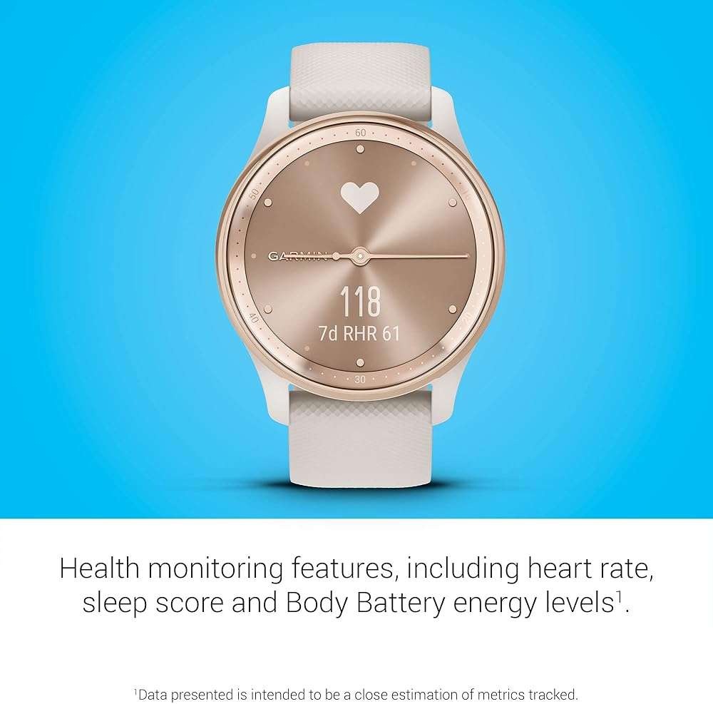 Garmin vívomove Trend, Stylish Hybrid Smartwatch, Long-Lasting Battery Life, Dynamic Watch Hands and Touchscreen Display, Peach Gold Stainless Steel Bezel with Ivory Case and Silicone Band - Image 8