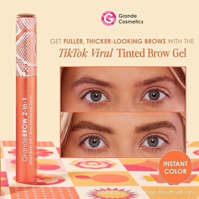 Grande Cosmetics GrandeBROW 2-in-1 Tinted Brow Gel + Brow Enhancing Serum for Thicker & Darker-Looking Eyebrows, Shape & Fill Brows, Long Wear, with Castor Oil & Mini Fibers - Image 3