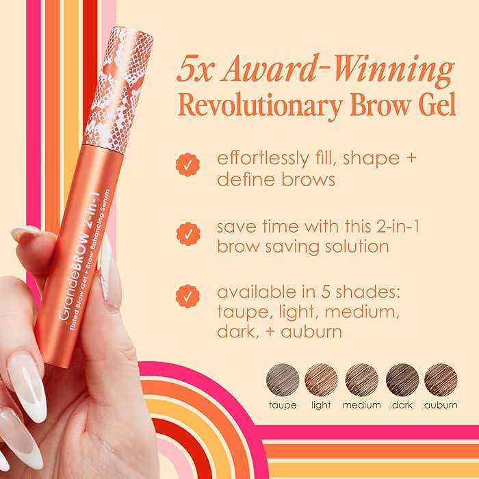Grande Cosmetics GrandeBROW 2-in-1 Tinted Brow Gel + Brow Enhancing Serum for Thicker & Darker-Looking Eyebrows, Shape & Fill Brows, Long Wear, with Castor Oil & Mini Fibers - Image 5
