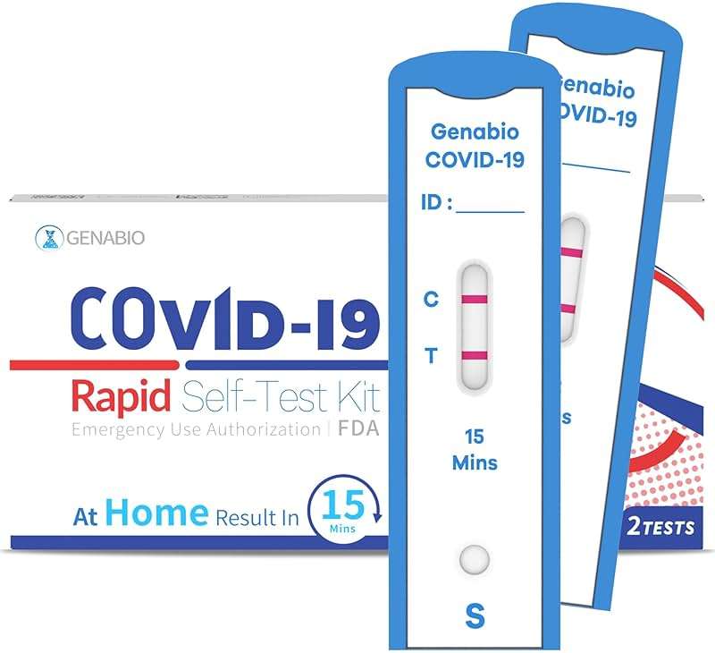 Genabio COVID-19 Antigen Rapid Self-Test Kit (2 Pack) – FDA EUA Authorized | 15-Minute At-Home Results | OTC Nasal Swab – Ages 2+ (1 Pack, 2 Tests) - Image 1
