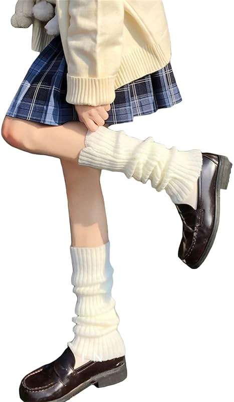 Fernvia Womens Lolita Knit Long Socks Leg Warmers Harajuku Japanese Kawaii Boot Socks Winter Ankle Heap Sock - Image 1