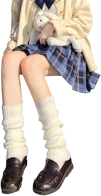 Fernvia Womens Lolita Knit Long Socks Leg Warmers Harajuku Japanese Kawaii Boot Socks Winter Ankle Heap Sock - Image 2