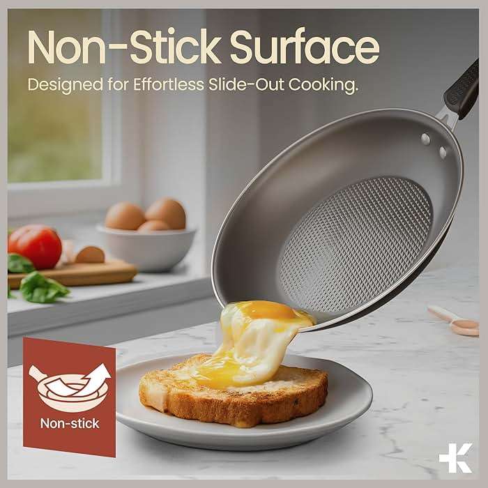 Pots and Pans Set, 23-Piece Non Stick Cookware & Bakeware Sets with Plaid Pattern, Stackable Design, Dishwasher Safe, Stain-resistant, Oven & All-Stove Safe, Tempered Glass Lid, Black - Image 3