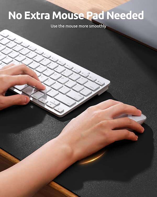 YSAGi Leather Office Desk Pad Protector, Large Mouse Pad, Non-Slip, PU Leather, Laptop Desk Blotter, Waterproof Writing Pad for Office and Home, Black, 23.6" x 13.8" - Image 4